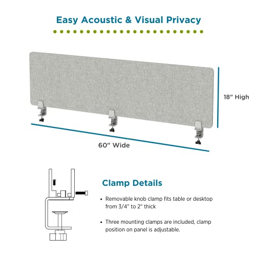 VaRoom - Desk Divider; Sound Proof Dividers - Privacy Shields for Student Desks and Desk Privacy Panels. Cubicle Wall, Desk Divider for Students and Office Divider (Light Grey, 48 W x 18”H)