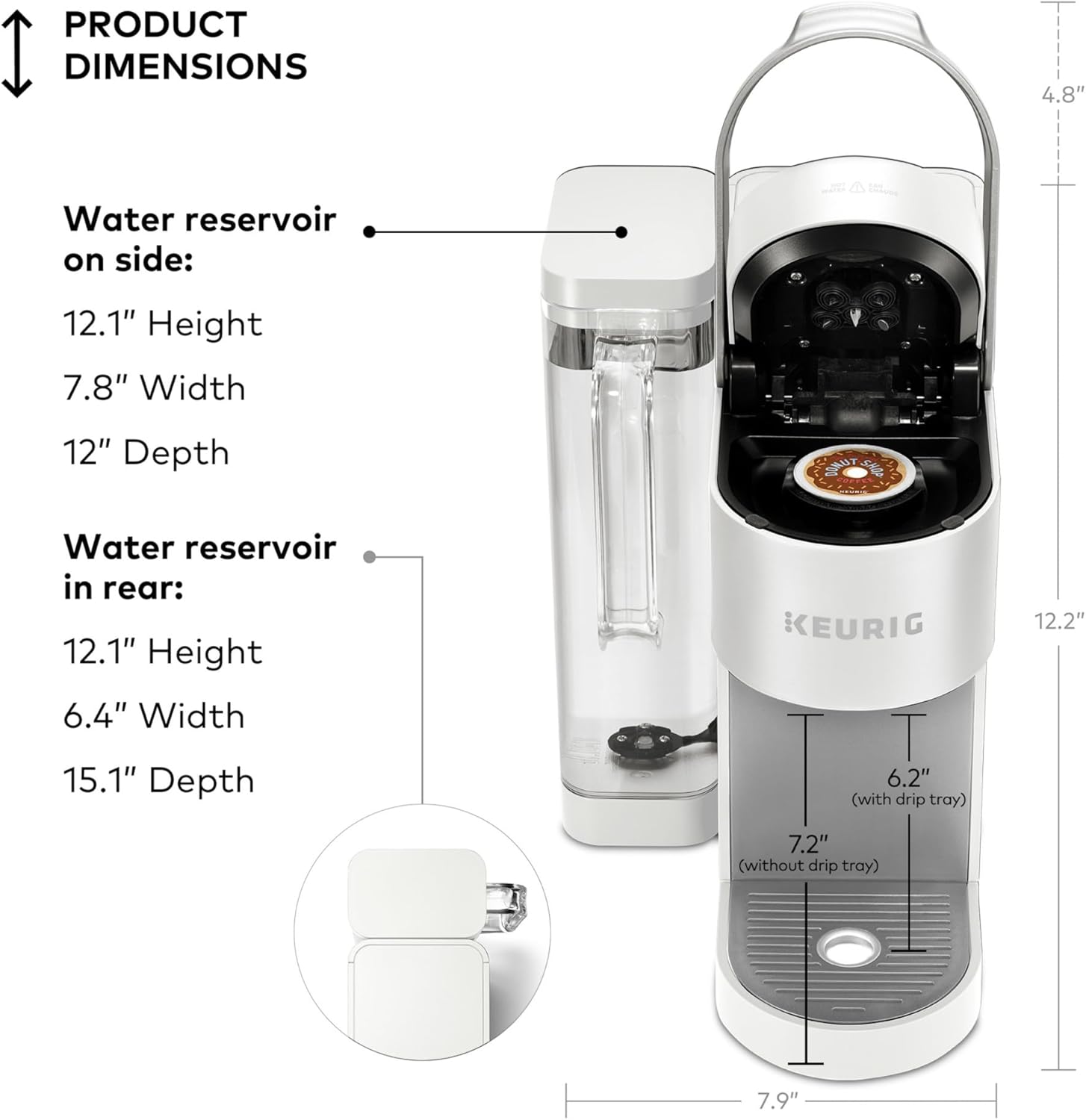 Keurig K-Supreme Single Serve K-Cup Pod Coffee Maker, MultiStream Technology, 4 Brew Sizes, 66oz Dual-Position Removable Reservoir, Black