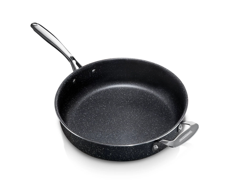 Granitestone Jumbo Cooker with Lid, Nonstick Triple Coated Surface, Family Sized Open Skillet with Stainless Steel Stay Cool & Helper Handle, Oven and Dishwasher Safe