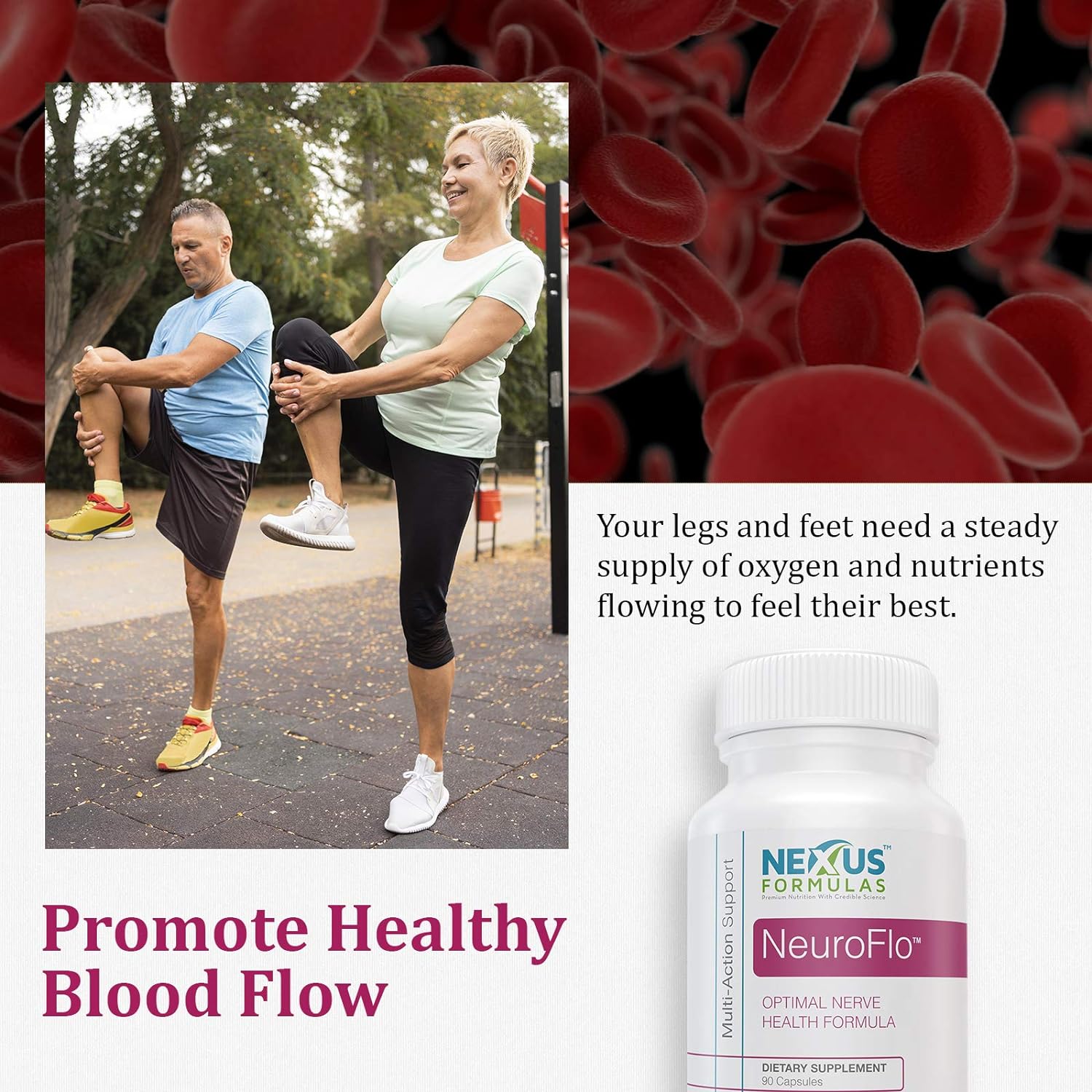 Nexus Formulas NeuroFlo Supplement - Circulation and Vein Support for Healthy Legs - Horse Chestnut Formula for Nerve Function, Numbness, Tingling