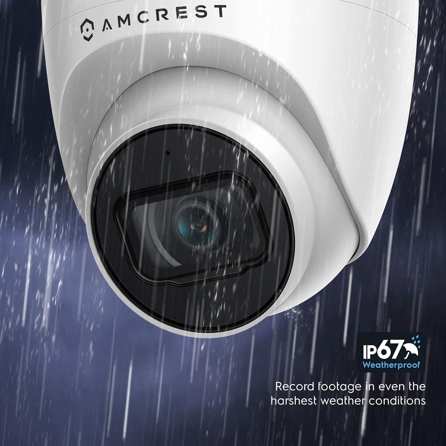 Amcrest 5MP Turret POE Camera, UltraHD Outdoor IP Camera POE with Mic/Audio, 5-Megapixel Security Surveillance Cameras, 98ft NightVision, 2.8mm Lens (103° FOV), IP67, MicroSD (256GB), (IP5M-T1179EW)