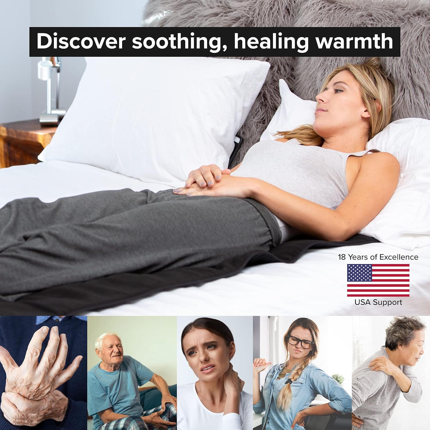 36 x 24 Venture Heat Far Infrared Deep Heating Pad for Injury Recovery and Pain Relief, 10 Hour Shutoff Ultra-Soft Deep Tissue Electric Therapeutic Device (Half Length)