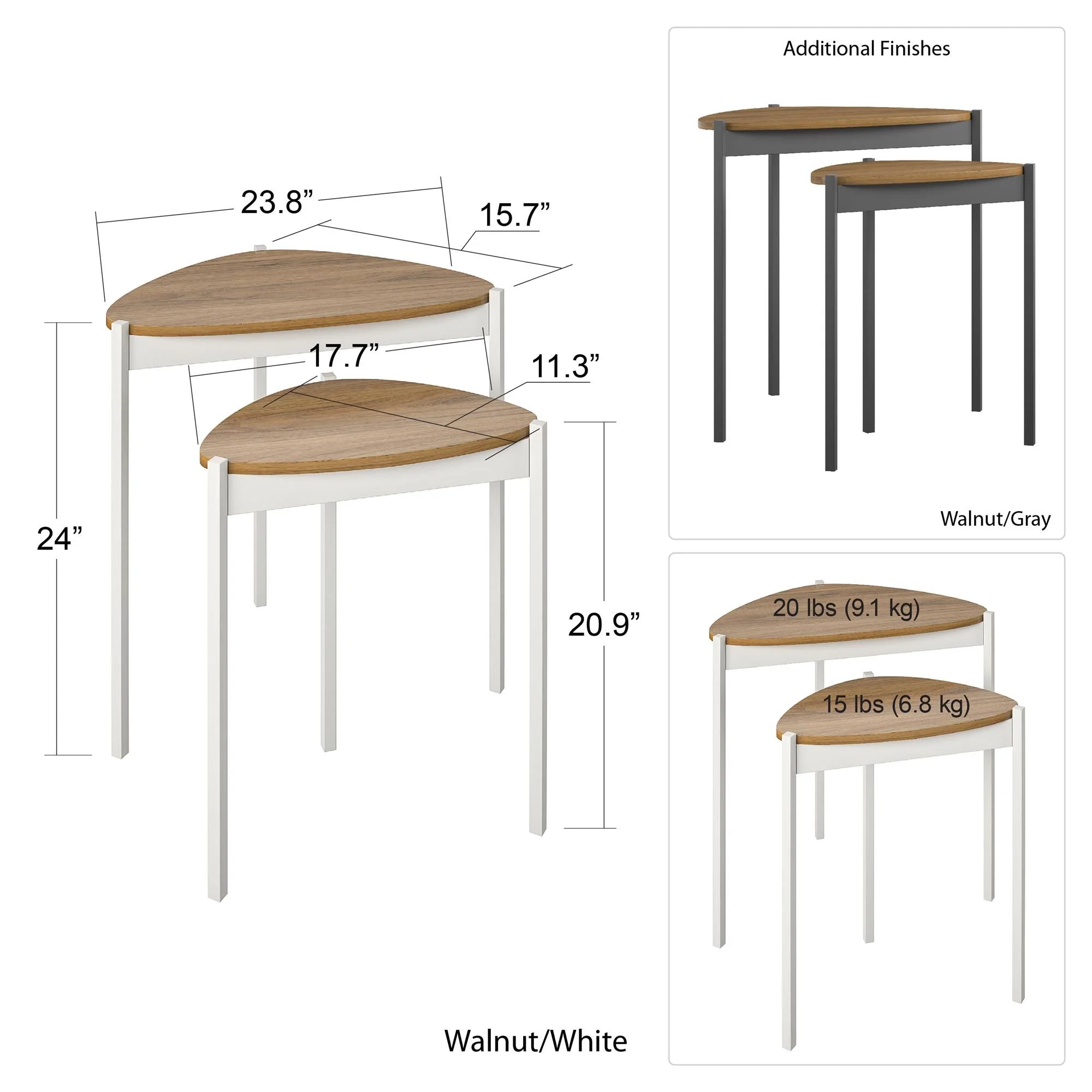 Novogratz Tallulah Nesting Tables, Walnut/White