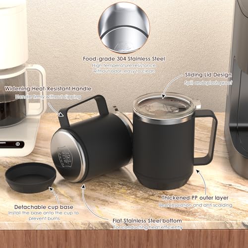 Coffee Mug Warmer & Mug Set for Desk, Electric Coffee Cup Warmer with 16oz Heated Mug, Smart Coffee Heater with Auto Shut Off for Office/Home, Christmas/Birthday/Coffee Gifts for Men & Women,Black