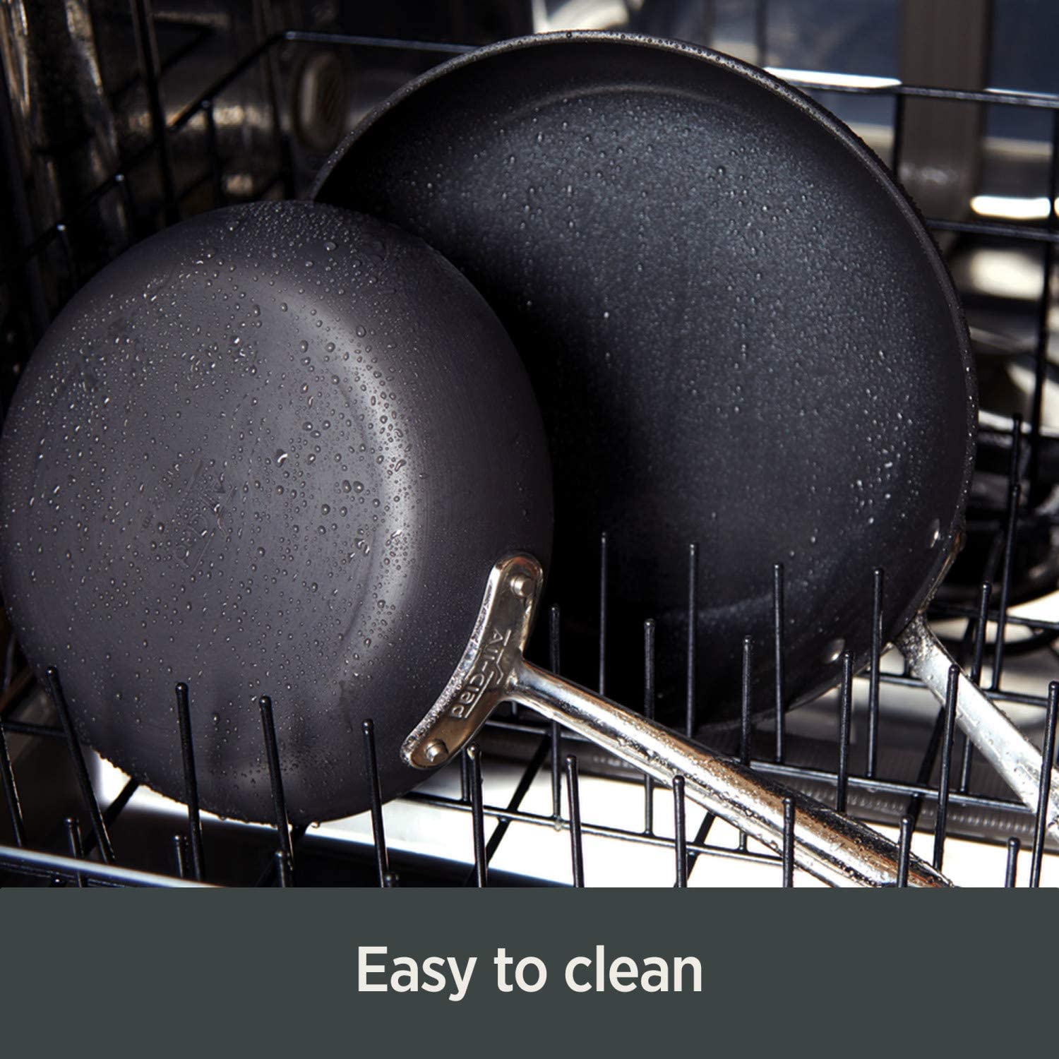 All-Clad H9112S64 Essentials Nonstick Hard Anodized 8.5 and 10.5-inch Fry Pans， 2 Piece， Grey