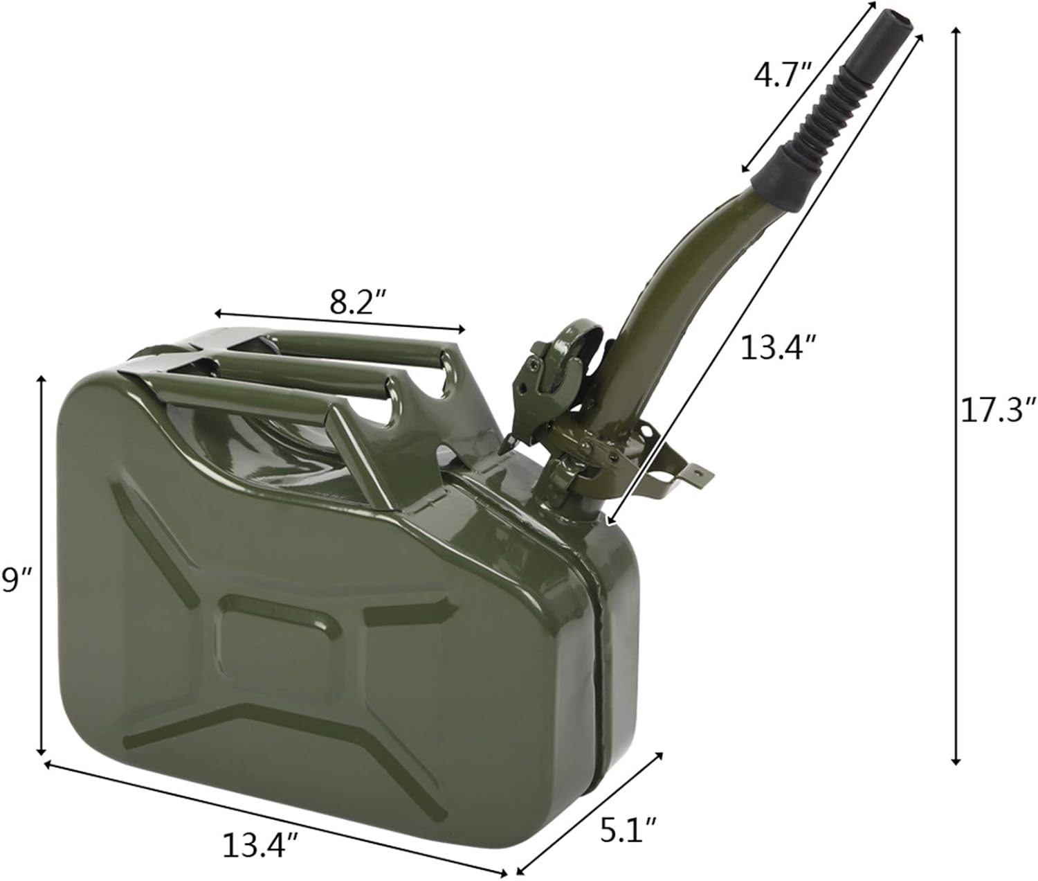Portable 10L 2.5 Gallon Metal Gas-Fuel Cold-rolled Plate-Diesel Tank Bucket with Pipe US(Green 1)