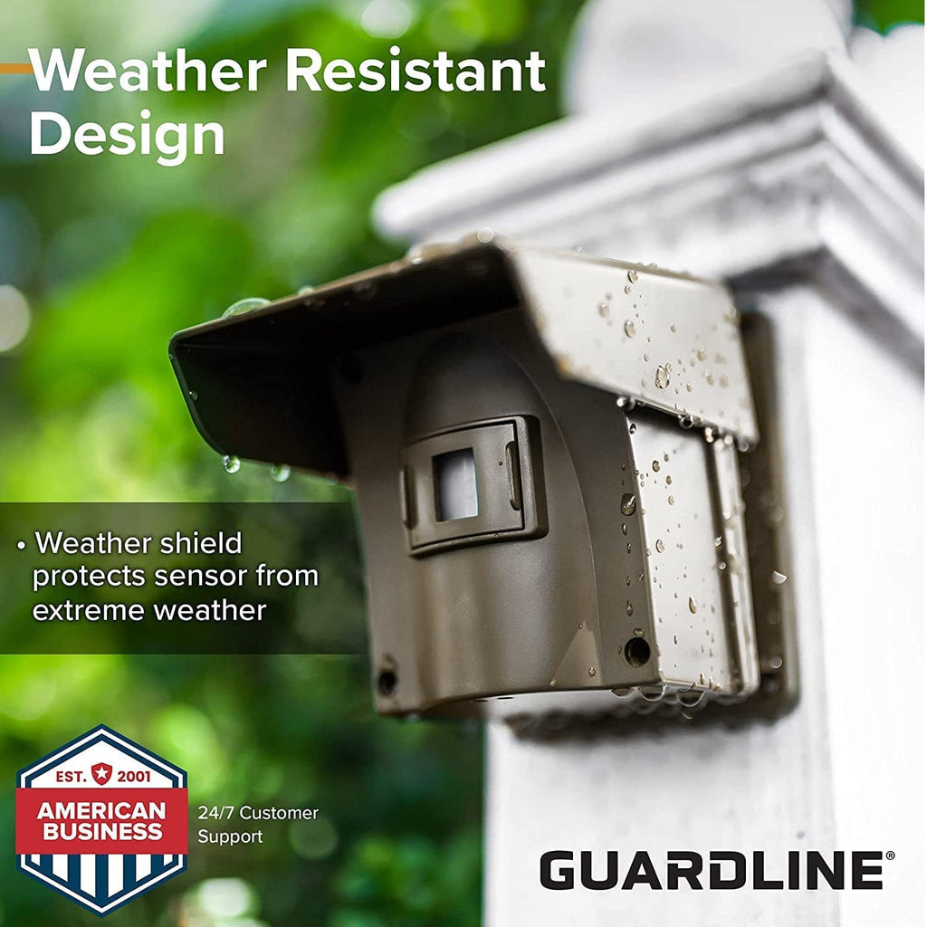 Guardline Wireless Driveway Alarm - Motion Sensor Alarm Set with 4 Sensors and 1 Receiver - 500 Foot Range - Weatherproof, Outdoor Security Alert System for Home & Property﻿