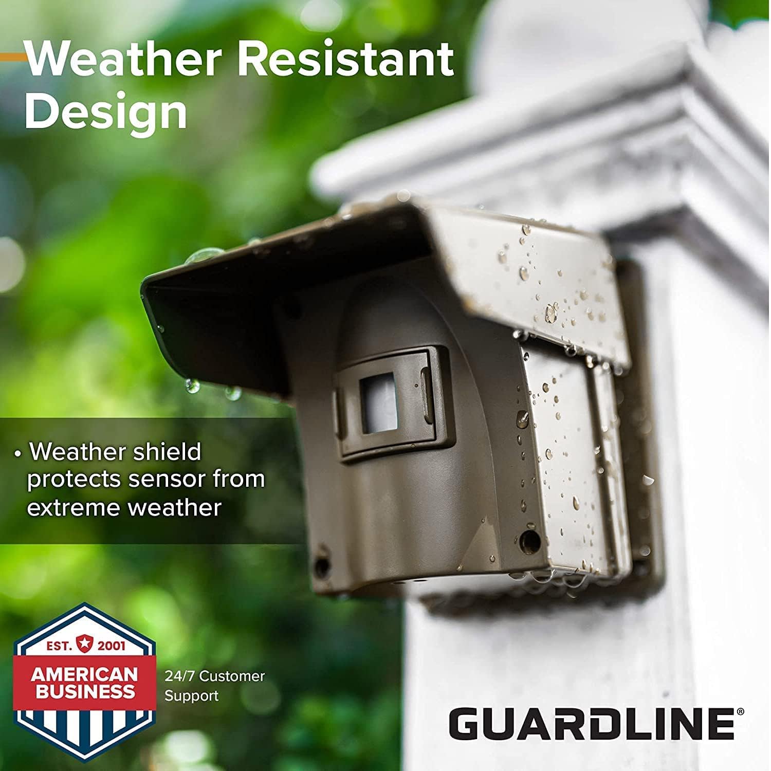 Guardline Wireless Driveway Alarm - Motion Sensor Alarm Set with 4 Sensors and 1 Receiver - 500 Foot Range - Weatherproof, Outdoor Security Alert System for Home & Property﻿