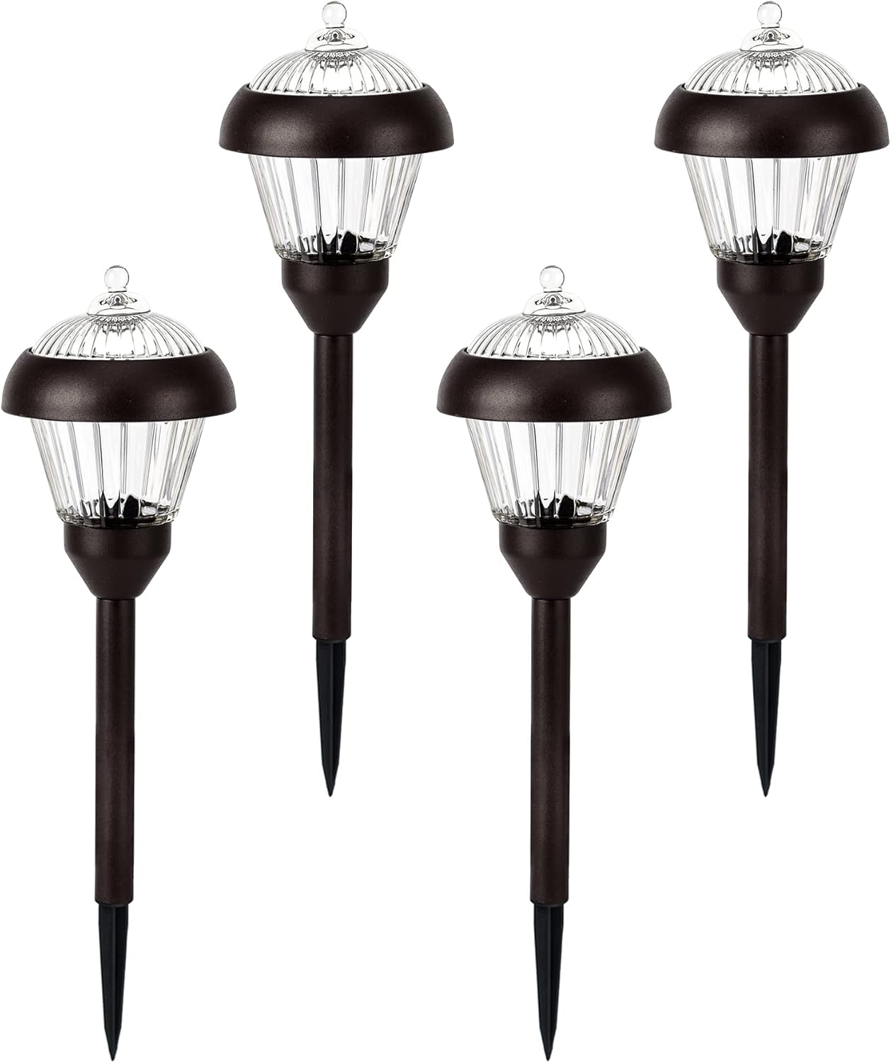Solpex 4pack high Lumen Solar Pathway Lights，Metal Solar Path Lights，2 Bright LED，Waterproof IP65 Auto On/Off Solar Garden Lights for Walkway Driveway Yard