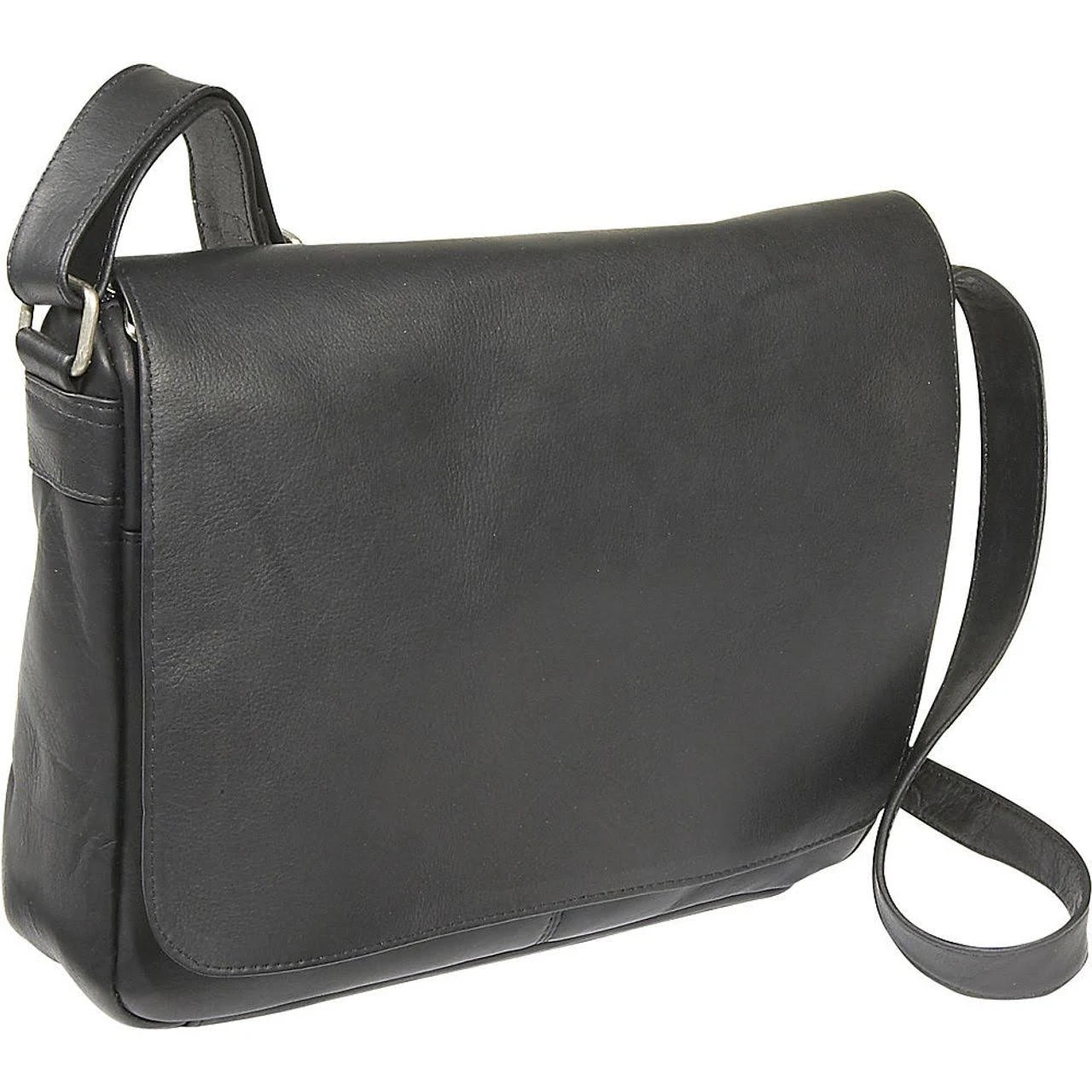 Le Donne Leather Flap Over Shoulder Bag Black