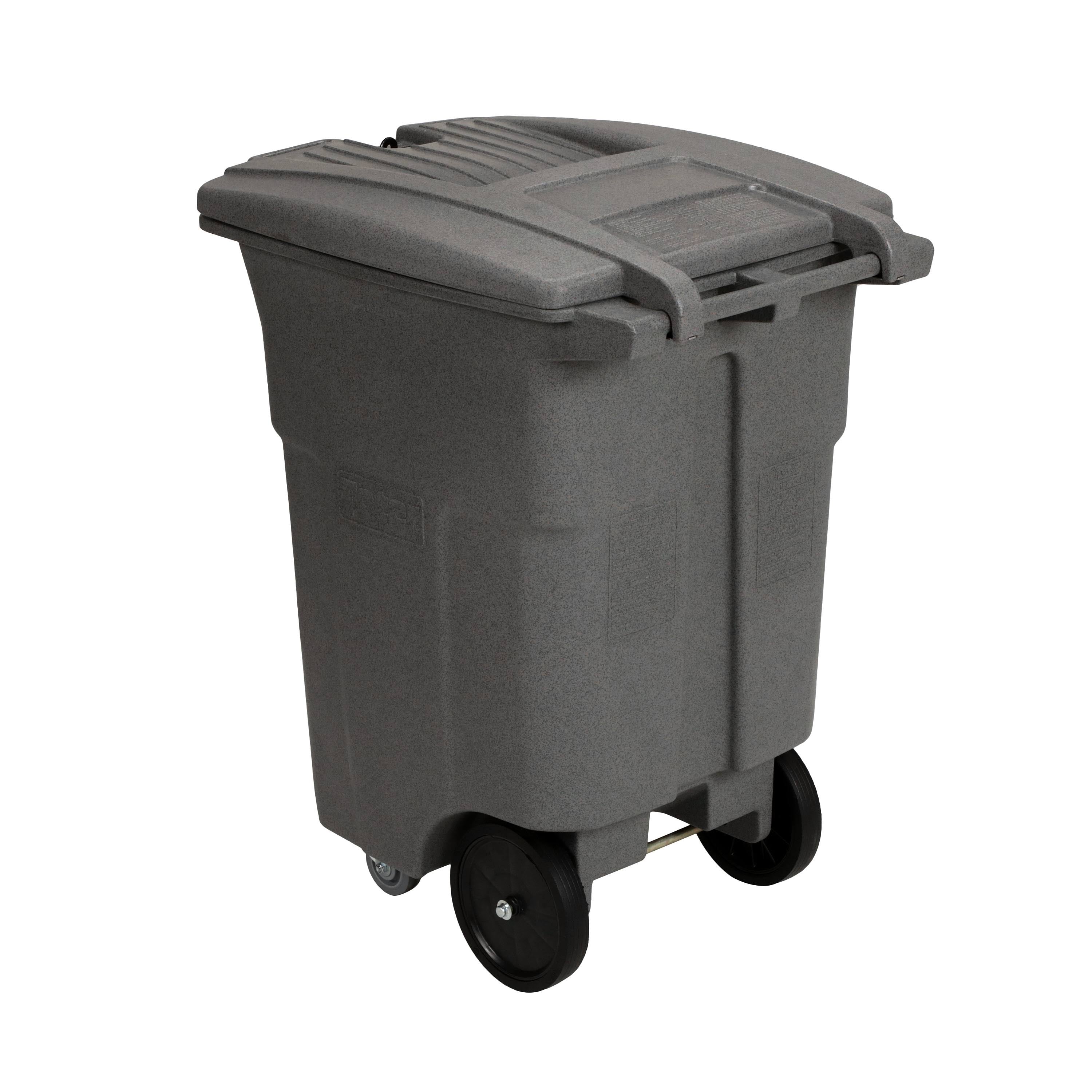 Toter 96 gal. Graystone Document Trash Can with Wheels and Hasp Lock (2 Standard Caster, 2 Stationary Wheels)