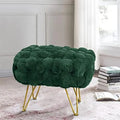 Pink Soft Faux  Ottoman Fuzzy Entryway Bench Seat 27x20x19 Sturdy Accent Coffee Table for Living Room Make up Vanity Fluffy Shoe Stool with Golden Legs for Bedroom Closet F