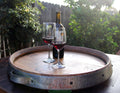Lazy Susan from Reclaimed Wine Barrel – Oak Tray with Steel Rim & Handles – Rustic Charcuterie Board