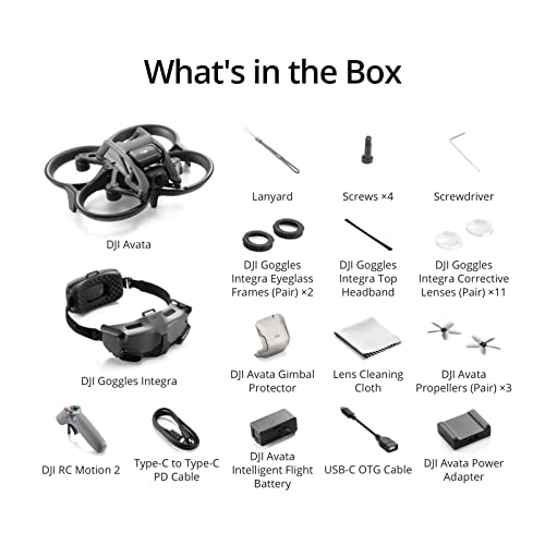 DJI Avata Explorer Combo, First-Person View Drone with Camera 4K, Super-Wide 155° FOV, Includes New RC Motion 2 and Goggles Integra Black, FAA Remote ID Compliant