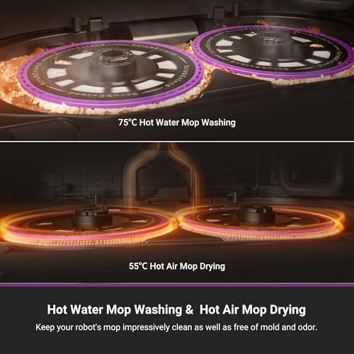 Eureka J15 Pro Ultra Robot Vacuum and Mop with Self Emptying Base, 16,200 Pa Suction, Flex-Arm Design Mop, Auto Mop Hot Water Washing & Hot Air Drying, Anti-Tangle, AI Obstacle Avoidance, Black