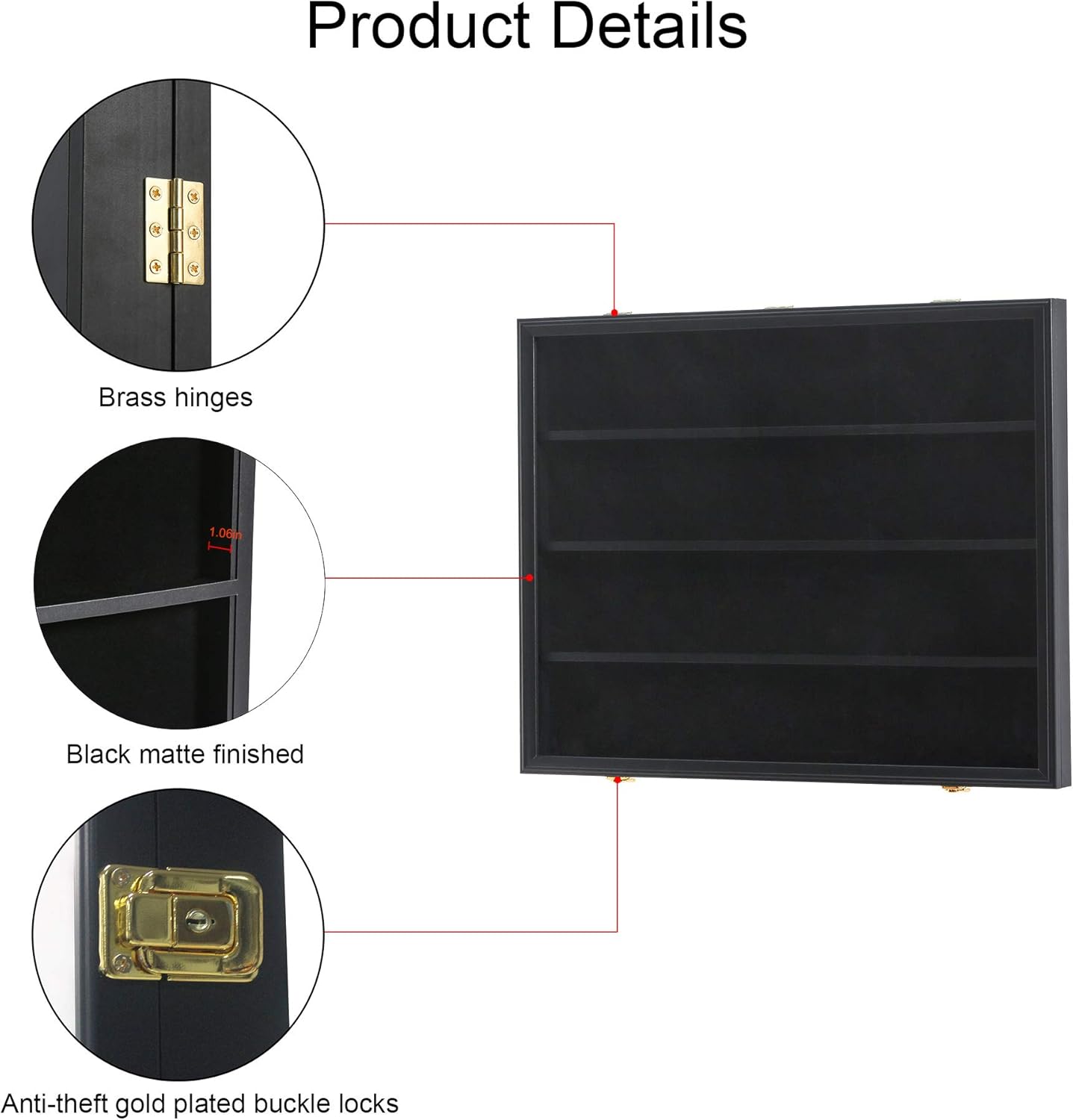 35 Graded Sports Card Display Case - Baseball Card Display Frame with UV Protection Clear View Lockable Wall Cabinet for Basketball Collectible Trading Card Black Finish