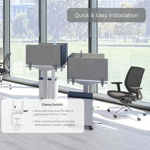 VaRoom - Desk Divider; Sound Proof Dividers - Privacy Shields for Student Desks and Desk Privacy Panels. Cubicle Wall, Desk Divider for Students and Office Divider (Light Grey, 48 W x 18”H)