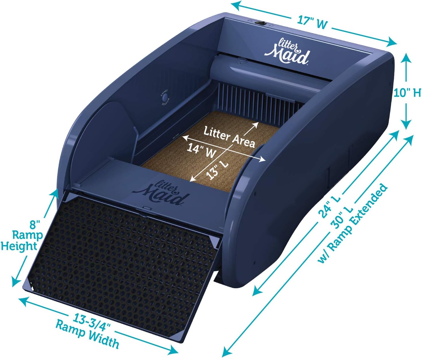 LitterMaid Single Cat Self-Cleaning Litter Box, Blue
