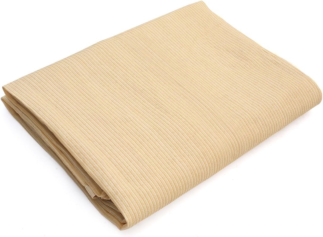 Shatex 90% Shade Fabric Sun Shade Cloth Taped Edge with Grommets Sun-Block Mesh Shade for Pergola Cover Canopy 12’ x 20’, Wheat, 12 Bungee Balls