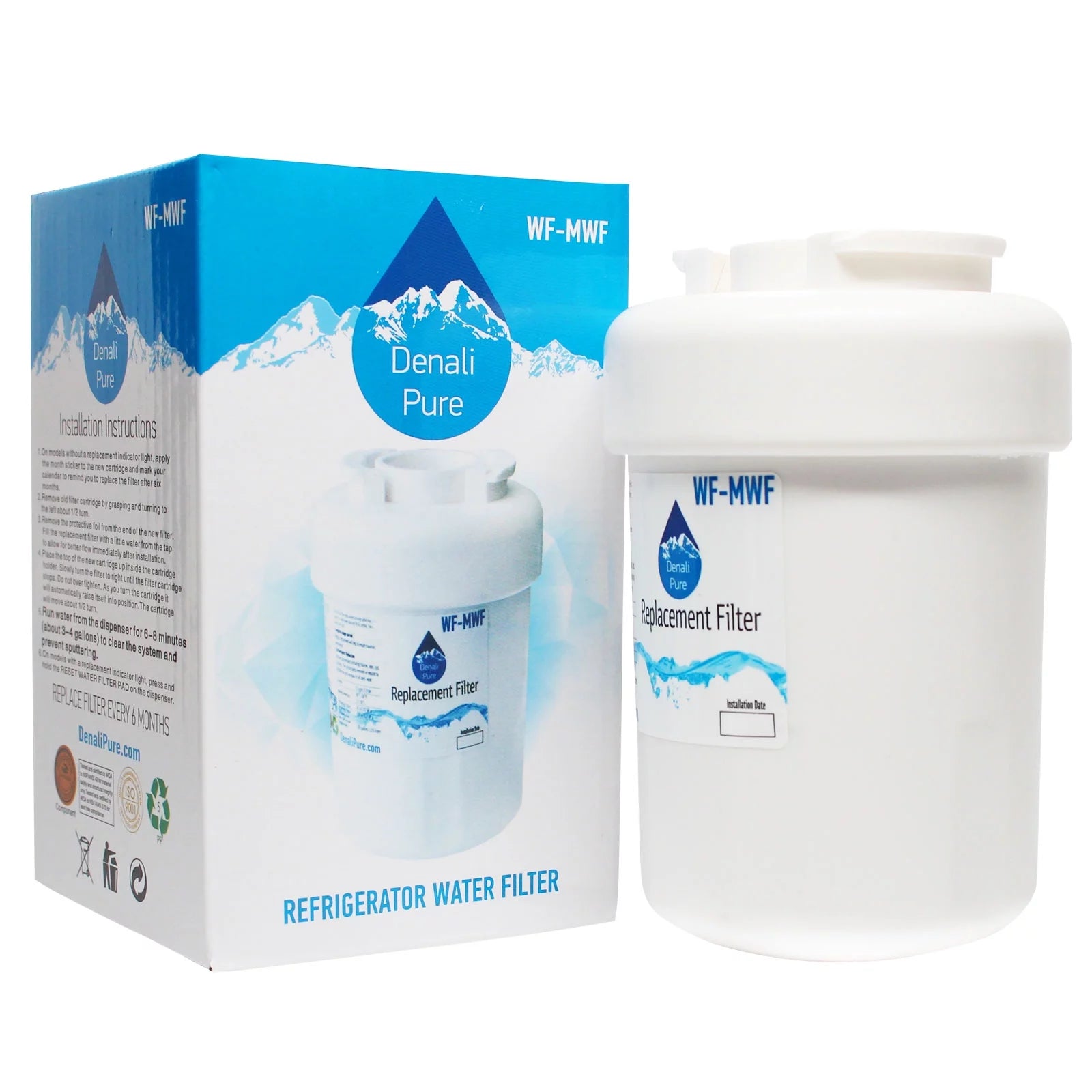 5-Pack Replacement General Electric GSH22JFZBWW Refrigerator Water Filter - Compatible General Electric MWF, MWFP Fridge Water Filter Cartridge - Denali Pure Brand