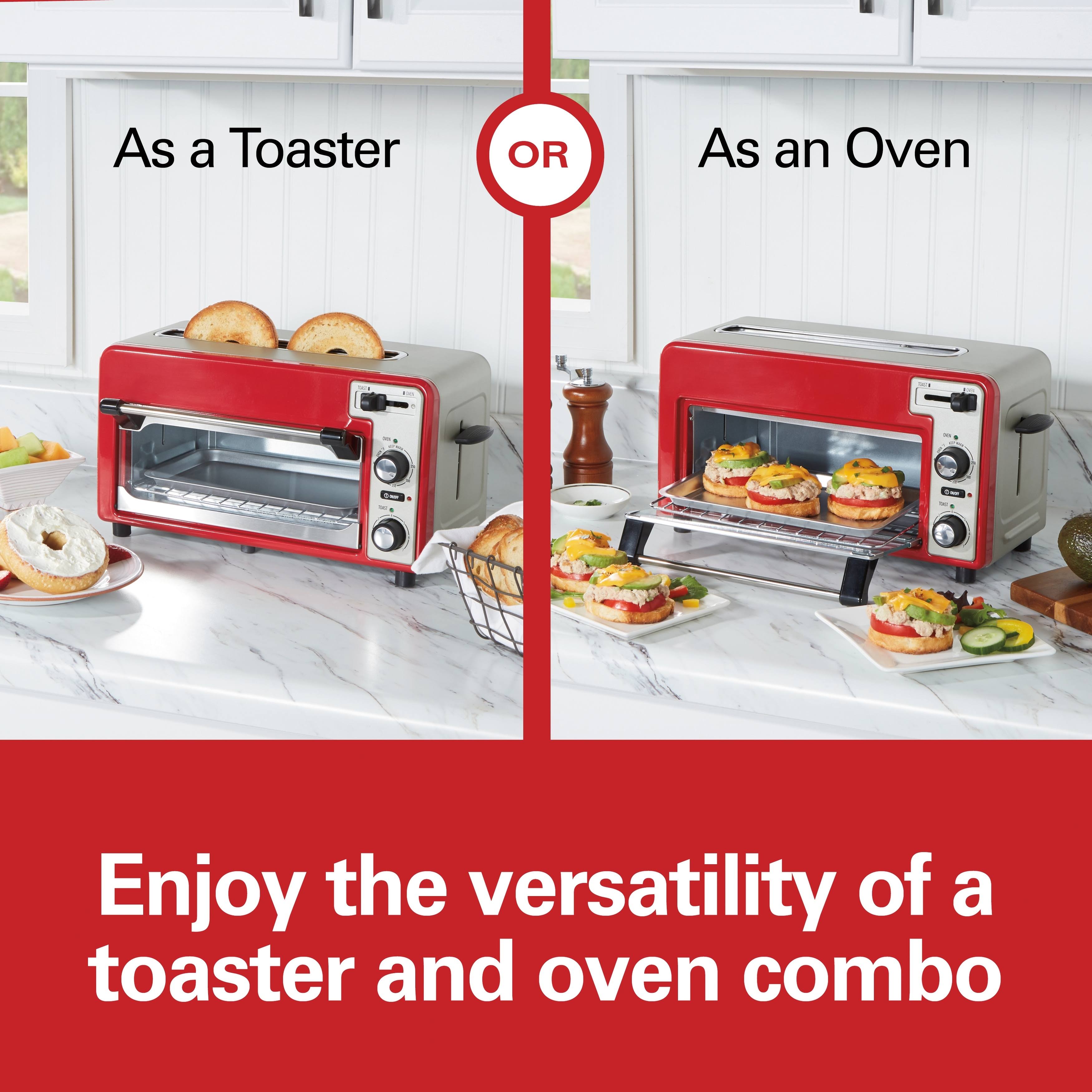 Hamilton Beach - Toastation 2-Slice Countertop Toaster and Toaster Oven - Red 22724