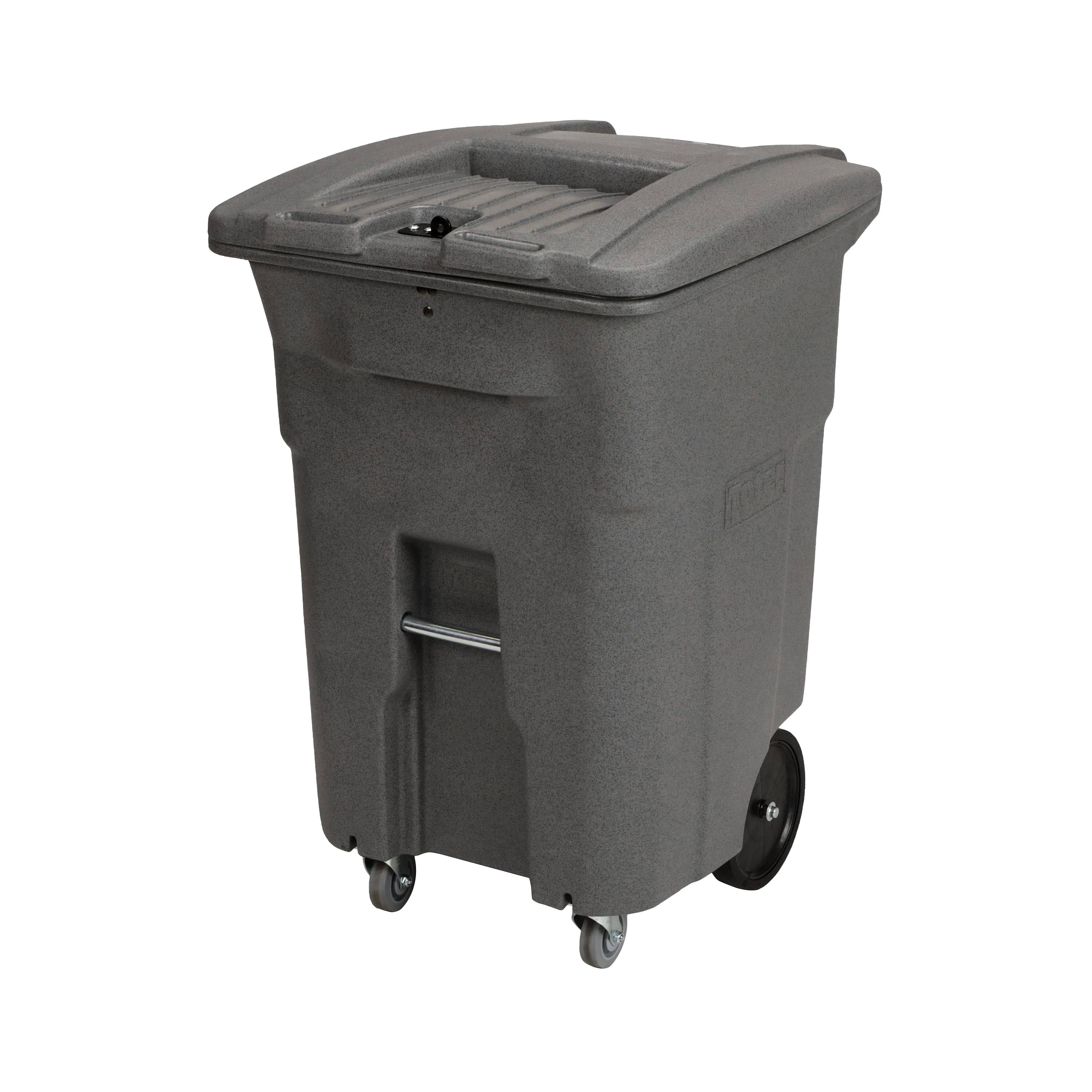 Toter 96 gal. Graystone Document Trash Can with Wheels and Hasp Lock (2 Standard Caster, 2 Stationary Wheels)