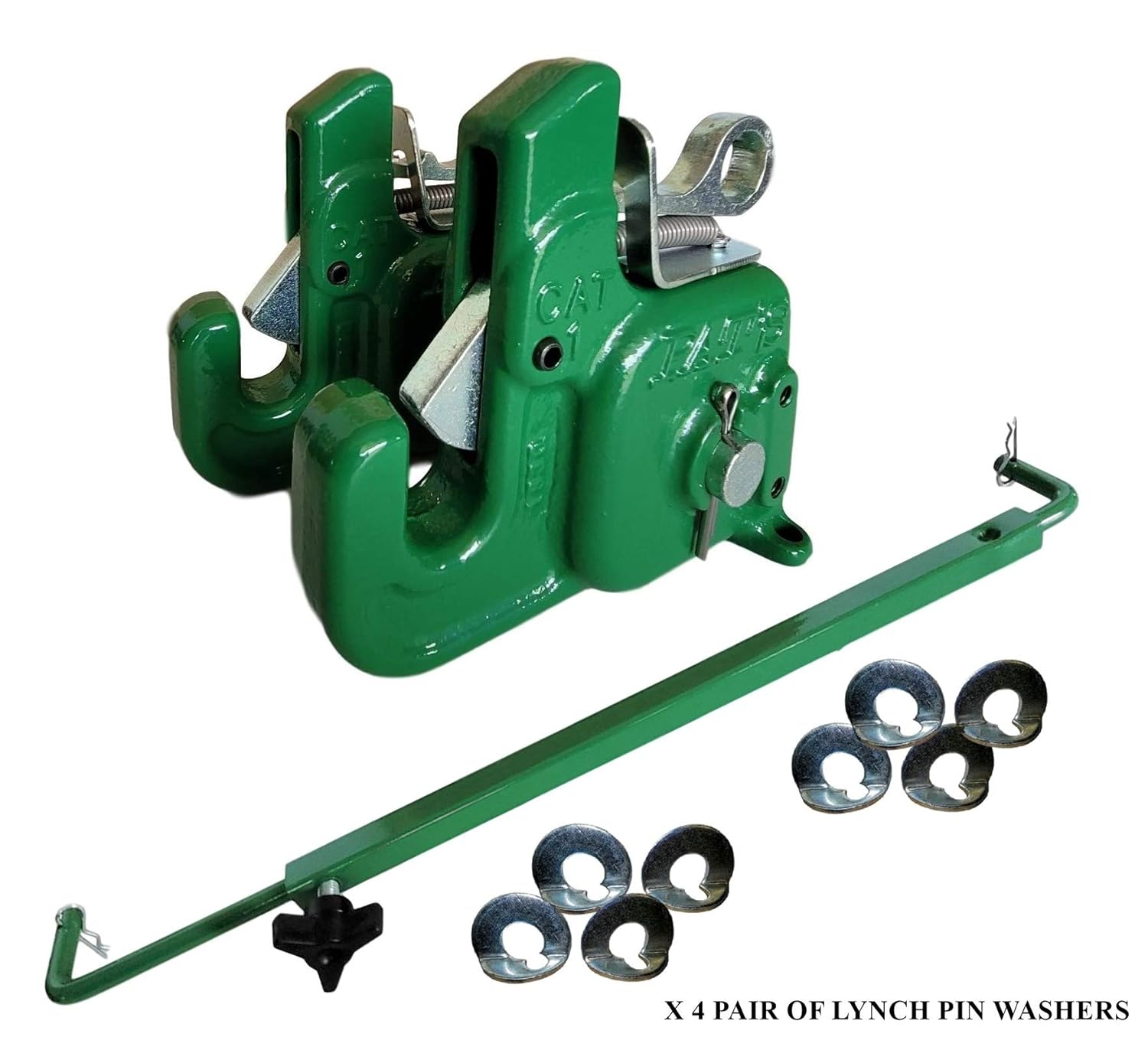 Pat's Easy Change with Stabilizer Bar - Best Quick Hitch System On The Market – Flexible, Durable and Affordable (CAT #1 Green)