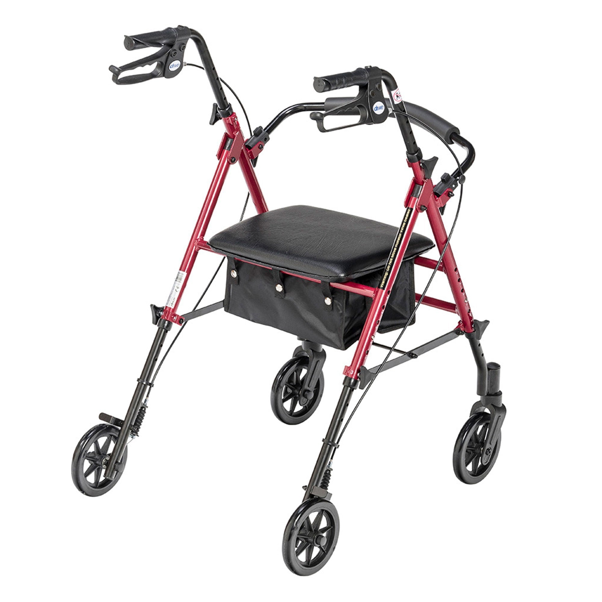 Drive Medical Adjustable Height Aluminum Frame Rollator with 6 Inch Casters, Red💝 Last Day For Clearance