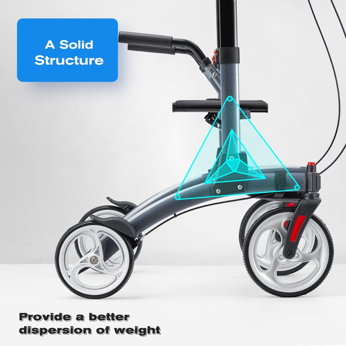 OasisSpace Upright Walker with Seat - Up Walker with Padded Armrest & Stand Up Handles, Ultra Folding Stand Up Rollator Walker for Seniors with 10” Front Wheels