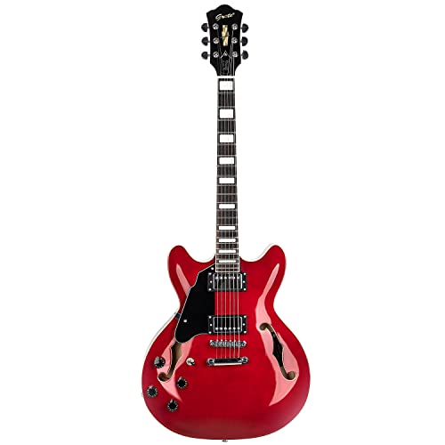 Grote Full Scale Left-Handed Electric Guitar Semi-Hollow Body Guitar Stainless Steel Frets (Vintage Sunburst)