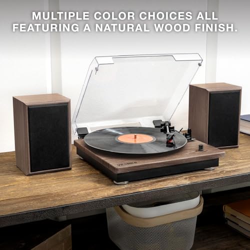 Victrola The Quincy 6-in-1 Bluetooth Record Player & Multimedia Center with Built-in Speakers – 3-Speed Turntable, CD & Cassette Player, AM/FM Radio, Wireless Music Streaming (Natural)