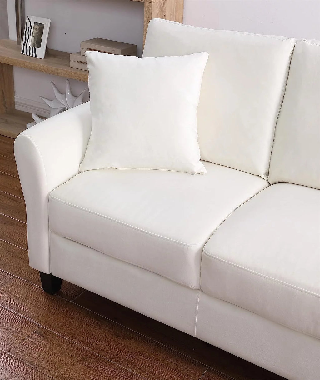 SZLIZCCC Cream Velvet Sofa Three Seater Couch，78 inches Long Sofas,Soft Sitting Sofa，Couches for Living Room, Apartment, Bedroom