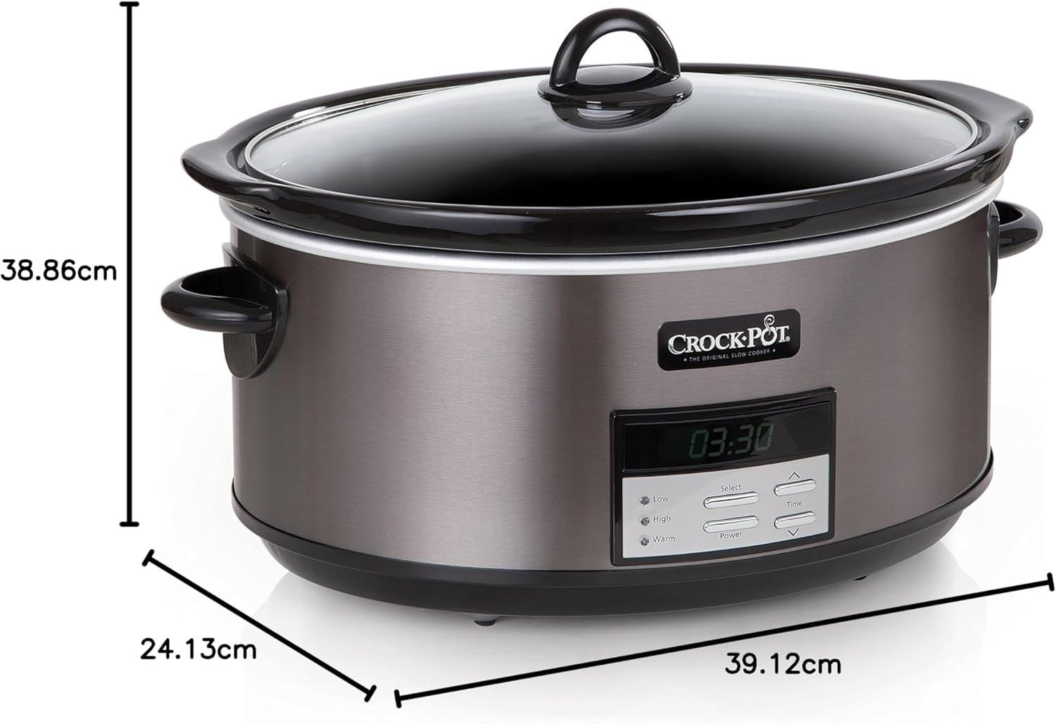 Crock-Pot Large 8-Quart Programmable Slow Cooker with Auto Warm Setting Black Stainless Steel