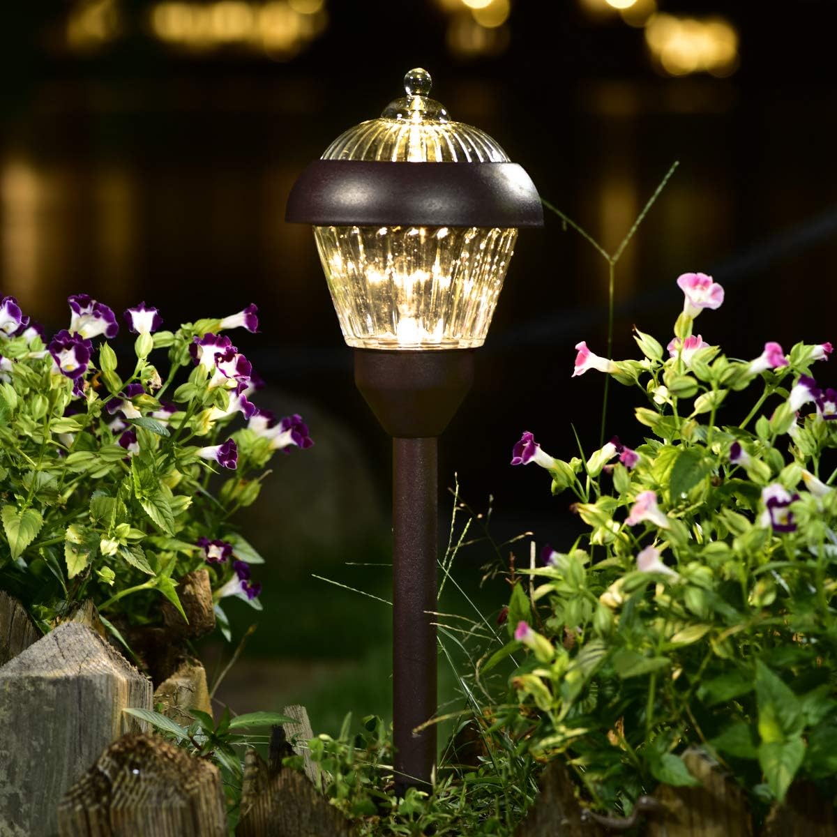 Solpex 4pack high Lumen Solar Pathway Lights，Metal Solar Path Lights，2 Bright LED，Waterproof IP65 Auto On/Off Solar Garden Lights for Walkway Driveway Yard