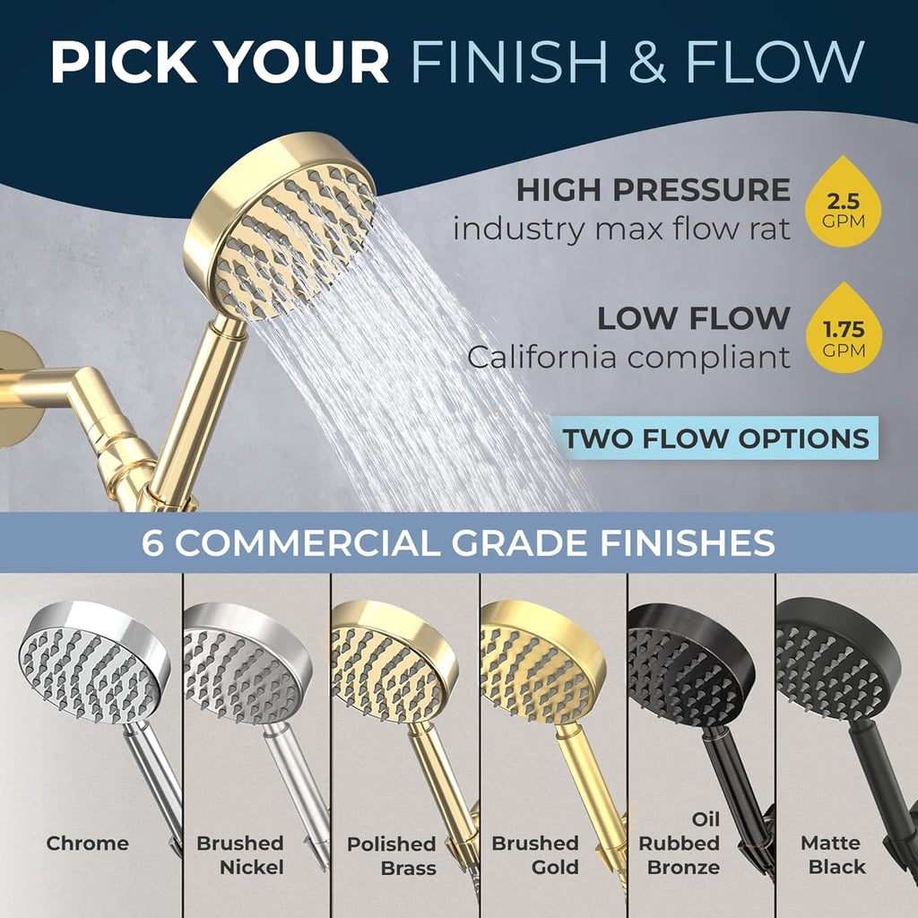 HammerHead Showers® Solid Metal LOW FLOW Handheld Shower Head with Hose and Brass Holder - OIL RUBBED BRONZE – Water Saving 1.75 GPM Detachable Shower Head - Adjustable Shower Wand Bracket & 6ft Hose
