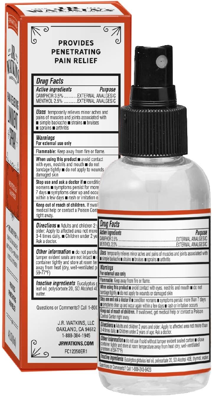 J.R. Watkins Liniment Spray – Original Pain Relieving Misting Spray – Soothes Arthritis Aches & Pains – Fast Acting Muscle Reliever, 4 fl oz (6 Pack)