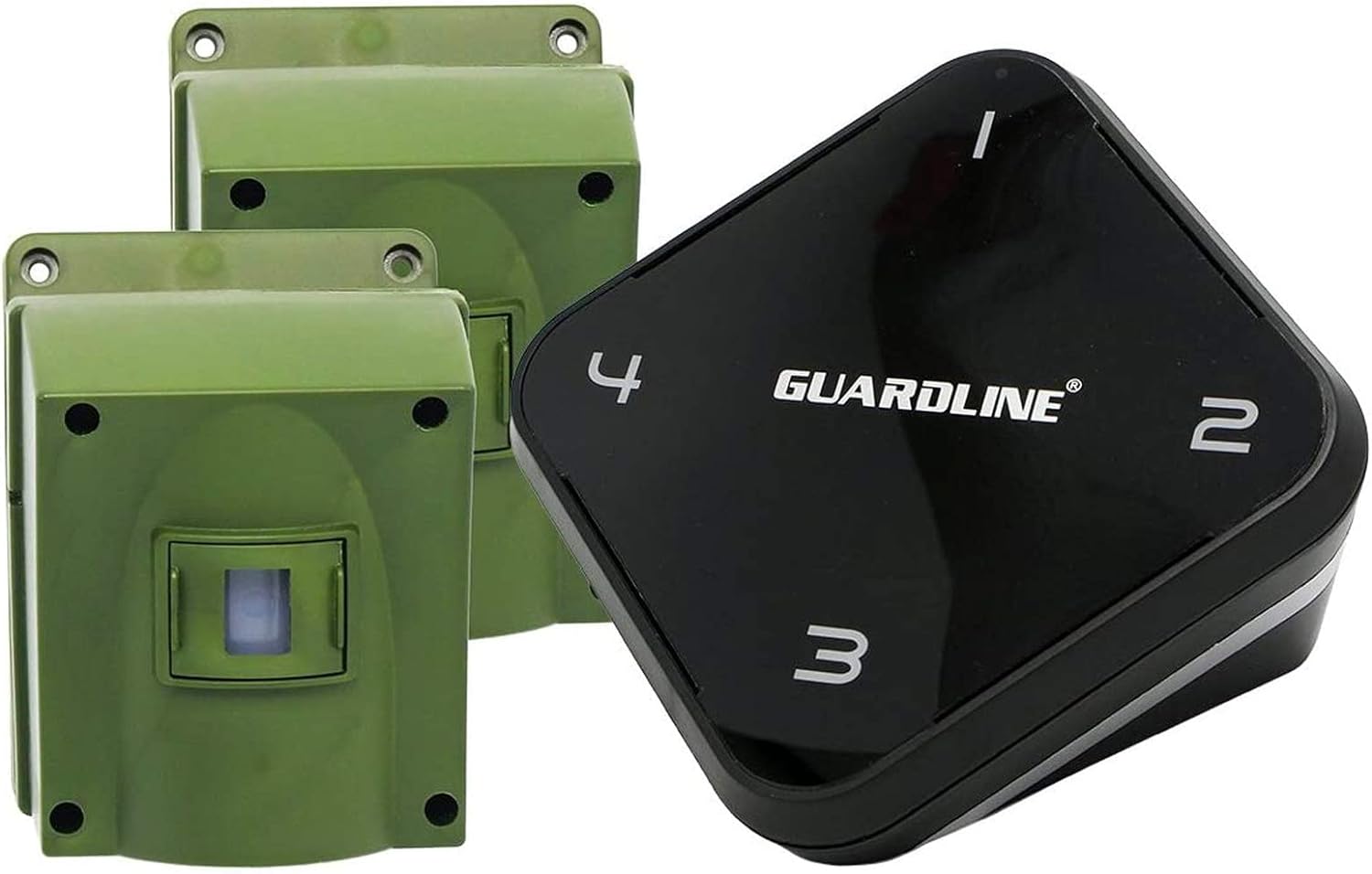 Guardline Wireless Driveway Alarm - 4 Motion Detector Alarm Sensors & 1 Receiver, 1/4 Mile Range, Weatherproof Outdoor Security Alert System for Home & Property