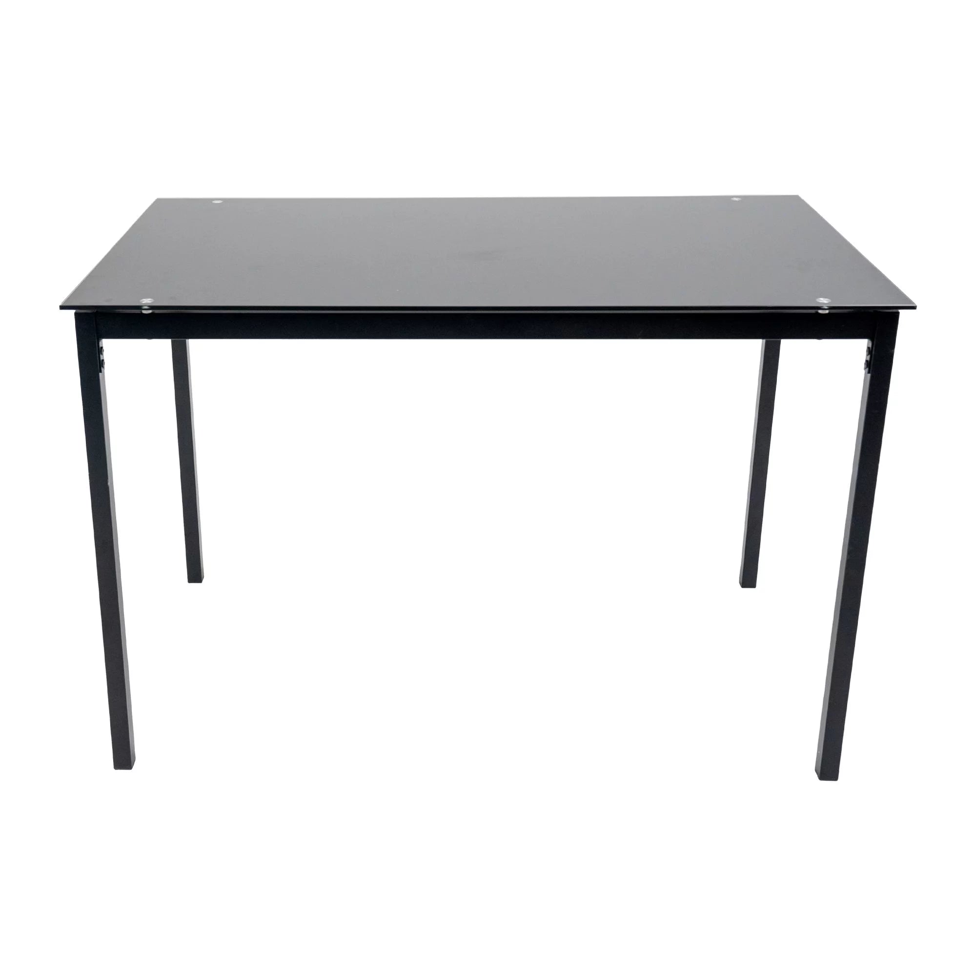 5 Piece Dining Table Set Kitchen 1 Table and 4 Upholstered Chairs Metal Frame Tempered Glass Top Black