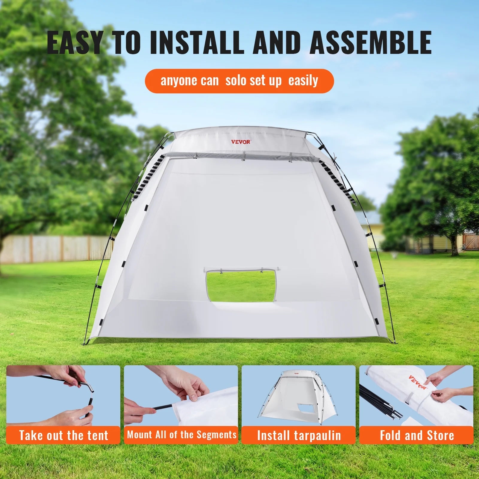 SKYSHALO Portable Paint Booth, Larger Spray Paint Tent with Built-in Floor & Mesh Screen, 7.5x5.2x5.2ft Spray Paint Shelter, Painting Tent Station for Furniture DIY Hobby Tool