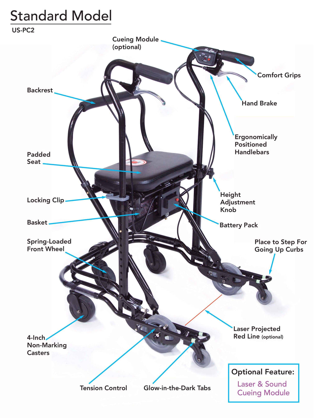 U-Step Walking Stabilizer - Walker - Tall - 6-Foot 1 to 6-Foot 3