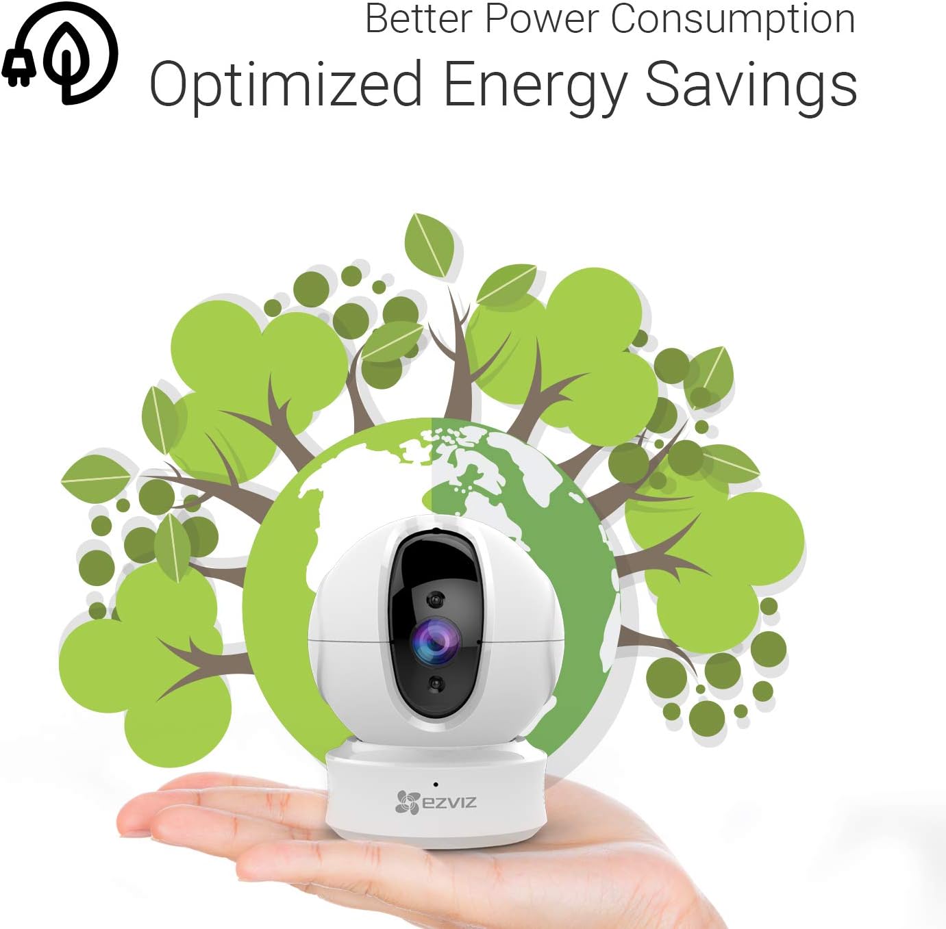 EZVIZ C6CN 1080p Indoor Pan/Tilt WiFi Security Camera, 360° Coverage, Auto Motion Tracking, Two-Way Audio, Clear 30ft Night Vision, Supports MicroSD Card up to 256GB (Sold Seperately), 2.4GHz WiFi