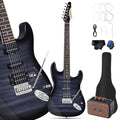 Leo Jaymz 39 Full Size ST Style Electric Guitar Starter Kit with SSH Pickup, 5W Portable Amp, Tuner, Gig Bag, Strap & Accessories (Violet Ocean)