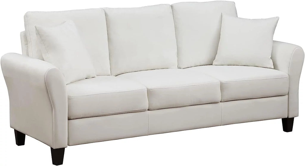 SZLIZCCC Cream Velvet Sofa Three Seater Couch，78 inches Long Sofas,Soft Sitting Sofa，Couches for Living Room, Apartment, Bedroom