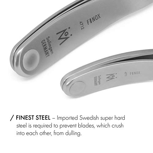 GERMANIKURE Nail Clippers and Sapphire Nail File Set in Black Leather Case – Ethically Made in Solingen Germany, FINOX Stainless Steel Tools – Professional Quality Manicure & Pedicure Kit for Men