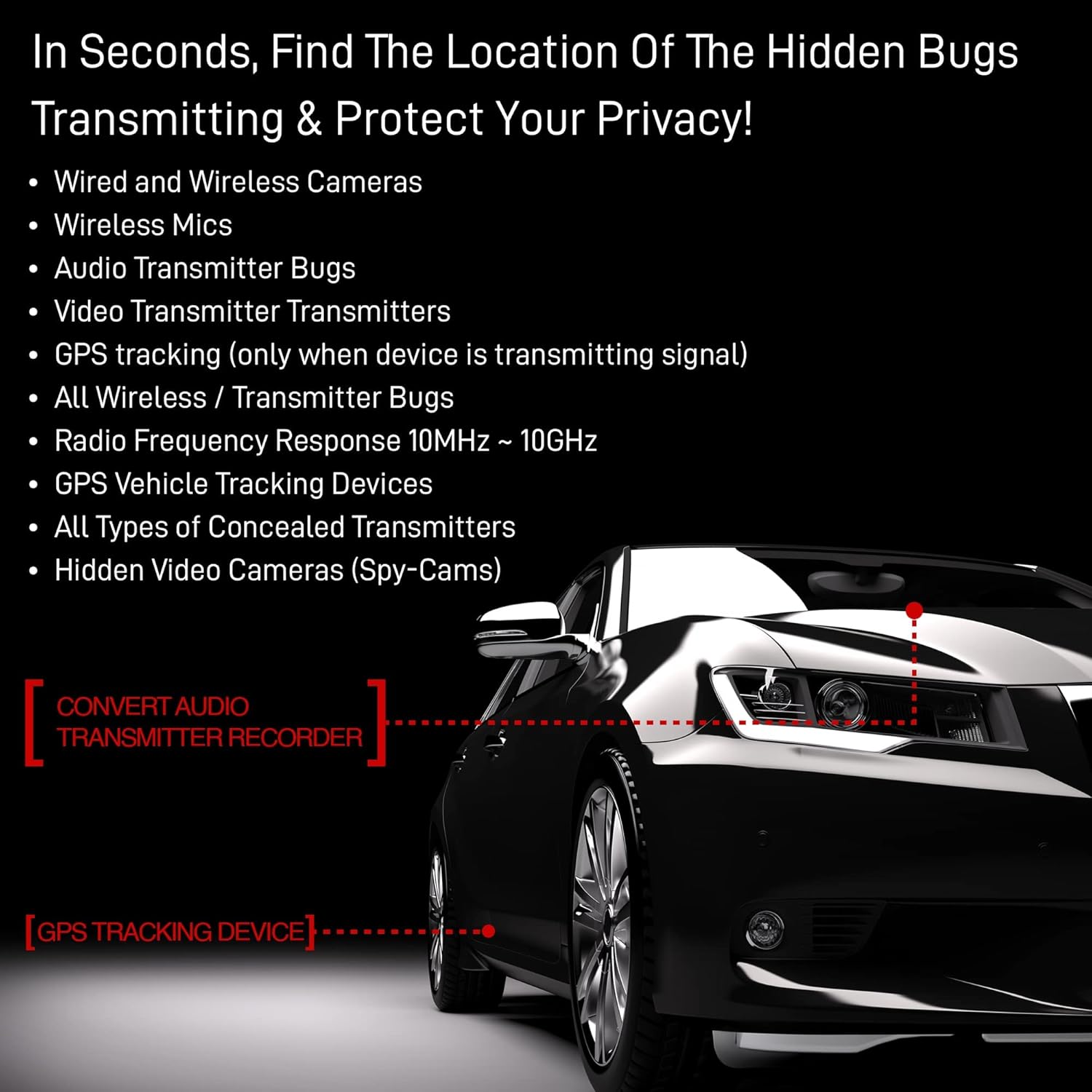 SPYFINDER PRO Hidden Spy Camera Detector - Hidden Camera Tracking Scanner & Hidden Devices Detector - Anti Spy Detector Portable - Personal Video Cam Tracker - Detect Covert Video Camera