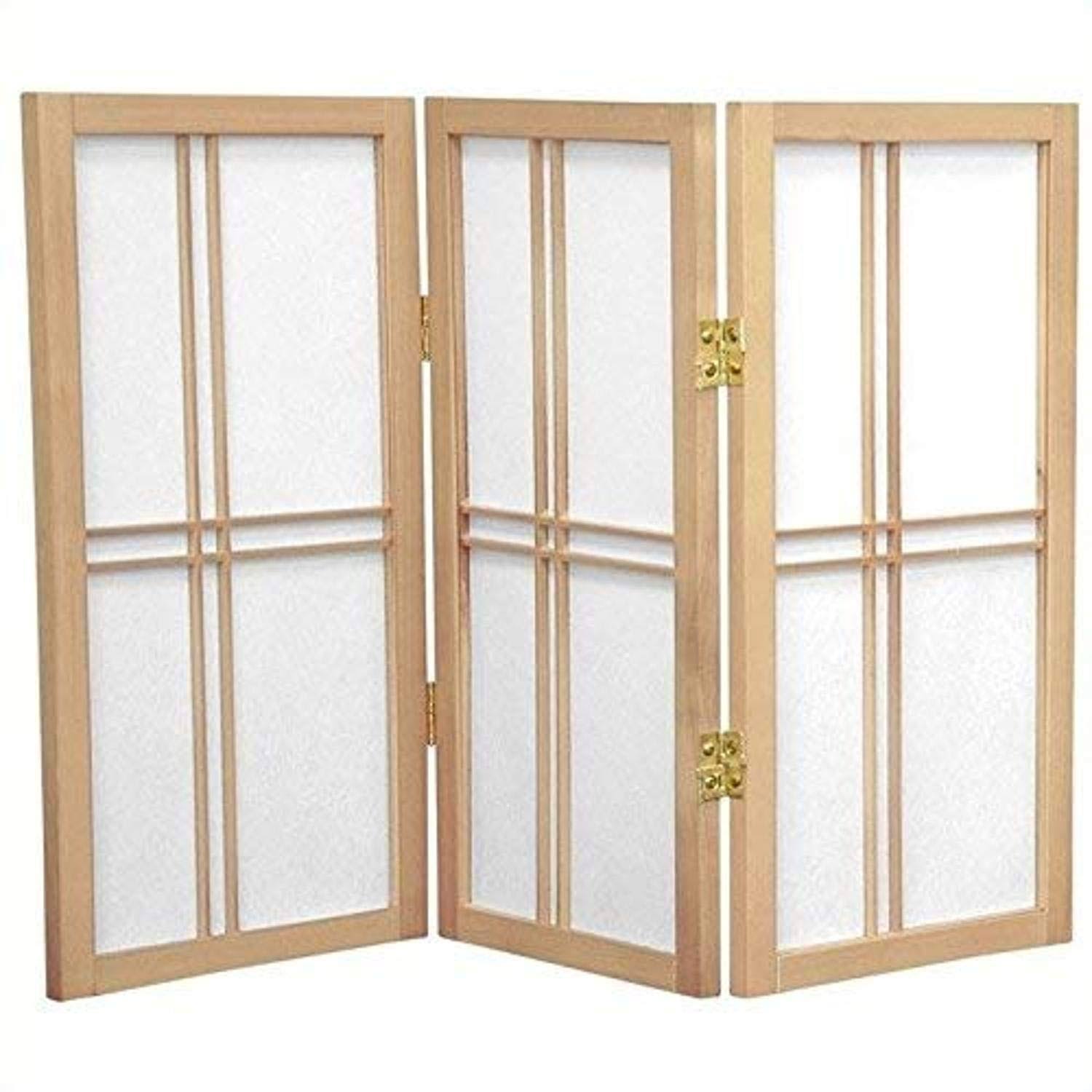 Oriental Furniture 2 ft. Tall Desktop Double Cross Shoji Screen - Natural - 3 Panels