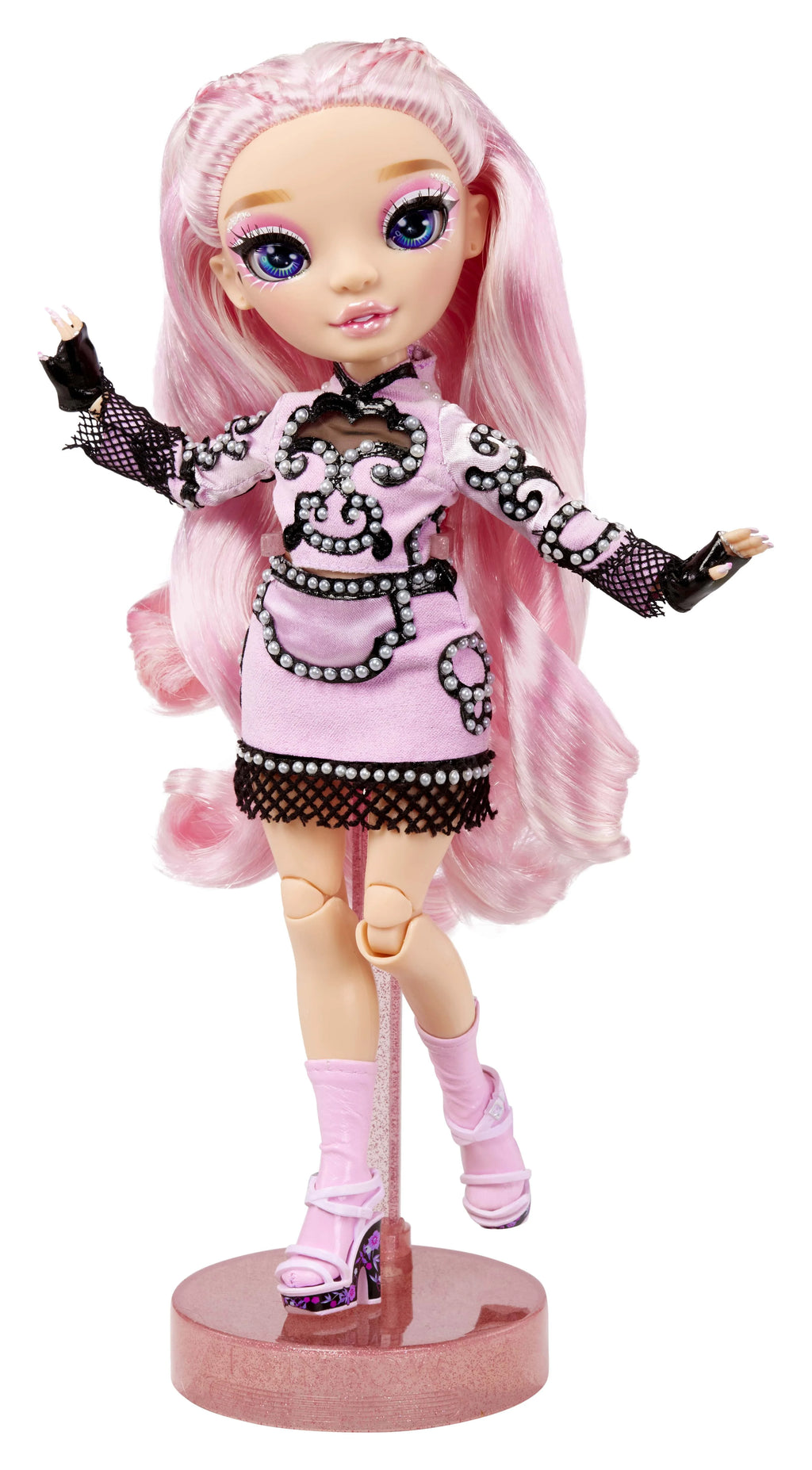 Rainbow High Rainbow Vision Royal Three K-pop – Minnie Choi (Pink Lavender) Fashion Doll. 2 Designer Outfits to Mix & Match w/ Microphone Headset & Band Merch Playset, Gift for Kids 6-12