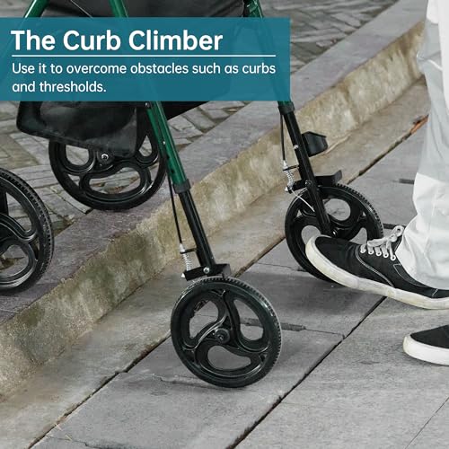 ELENKER Rollator Walker with 10” Wheels, Sponge Padded Seat and Backrest, Fully Adjustment Frame for Seniors, Green
