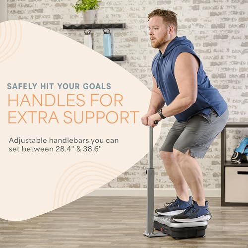 Lifepro TrimLite Vibration Plate Exercise Machine with Handlebars – Whole Body Vibration Machine, Ideal Lymphatic Drainage Massager – 99 Speed Levels, Bluetooth Speaker, Resistance Bands & Remote
