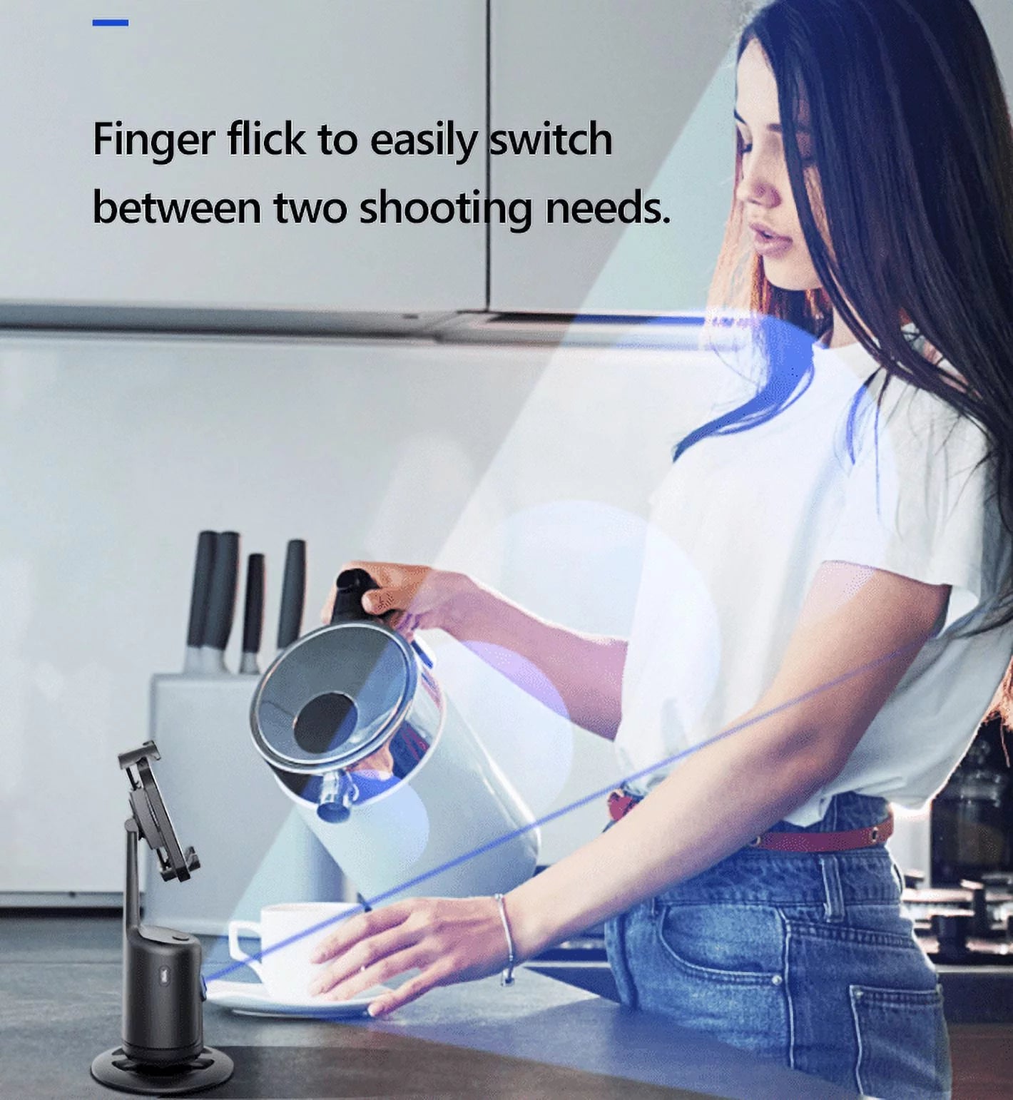 X XBEN Auto Face Tracking Tripod, 360° Rotation Face Body Phone Camera Mount Smart Shooting Phone Tracking Holder for Live Vlog Streaming Video, White